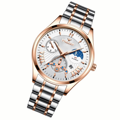 FNGEEN 5606 Men Luminous Casual Quartz Watch(Between Rose Gold Rose Shell White Surface) - Metal Strap Watches by FNGEEN | Online Shopping South Africa | PMC Jewellery | Buy Now Pay Later Mobicred