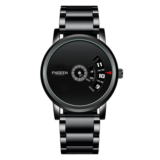 FNGEEN S230 Men Non-Pointer Quartz Watch(Black Steel Black Surface) - Metal Strap Watches by FNGEEN | Online Shopping South Africa | PMC Jewellery | Buy Now Pay Later Mobicred