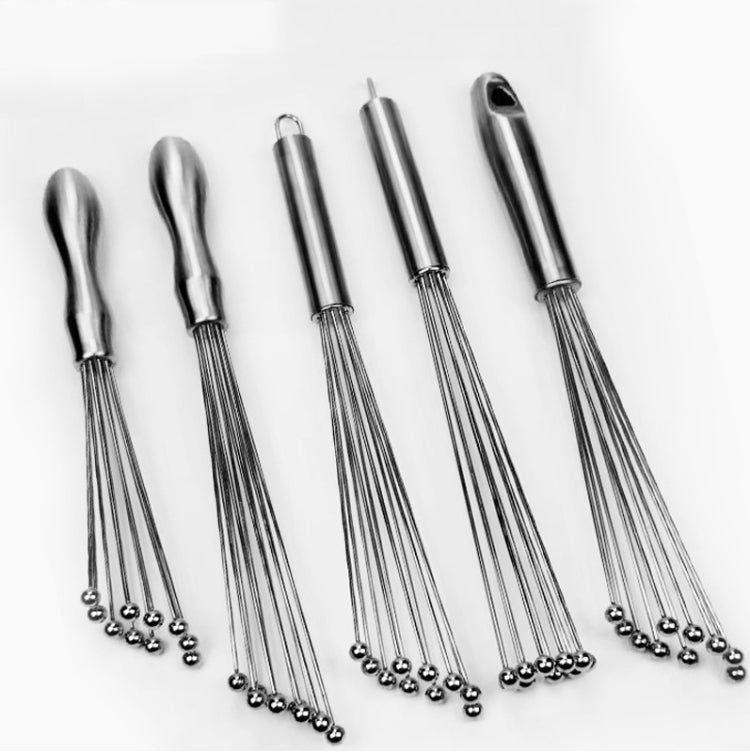 2 PCS Manual Whisk Stainless Steel Glass Bead Egg Whisk Kitchen Household Hand-Held Baking Tools Type A 10 Inch - Stirrer & Squeezer by PMC TechLife | Online Shopping South Africa | PMC TechLife