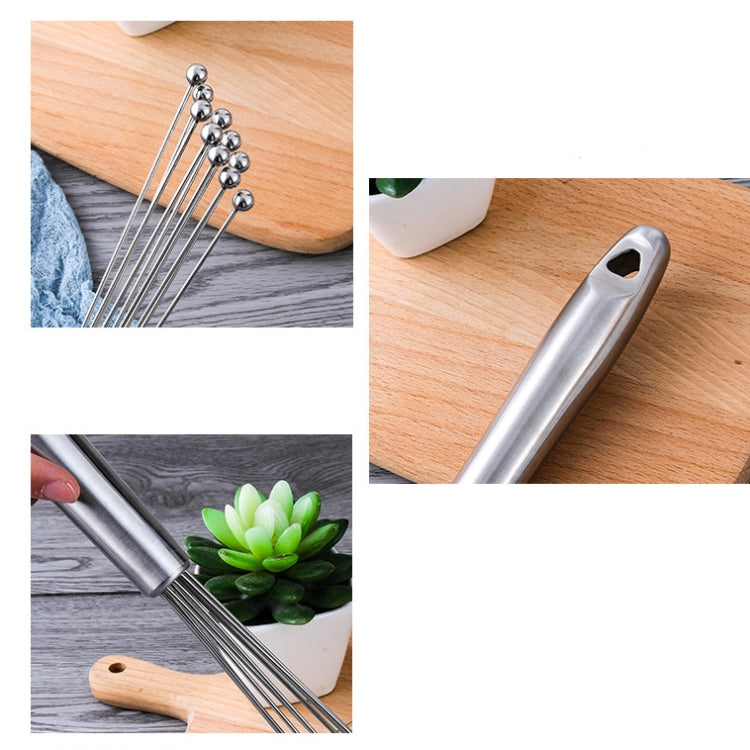 2 PCS Manual Whisk Stainless Steel Glass Bead Egg Whisk Kitchen Household Hand-Held Baking Tools Type B 10 Inch - Stirrer & Squeezer by PMC Jewellery | Online Shopping South Africa | PMC Jewellery