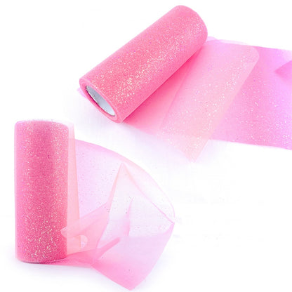 2 PCS Glitter Rainbow Net Yarn Roll for Photo Background / Desktop Decoration / Skirt, Length: 9m, Width: 15cm(ABK5 Rose Pink Gradient Glitter) - DIY Apparel Sewing by PMC Jewellery | Online Shopping South Africa | PMC Jewellery