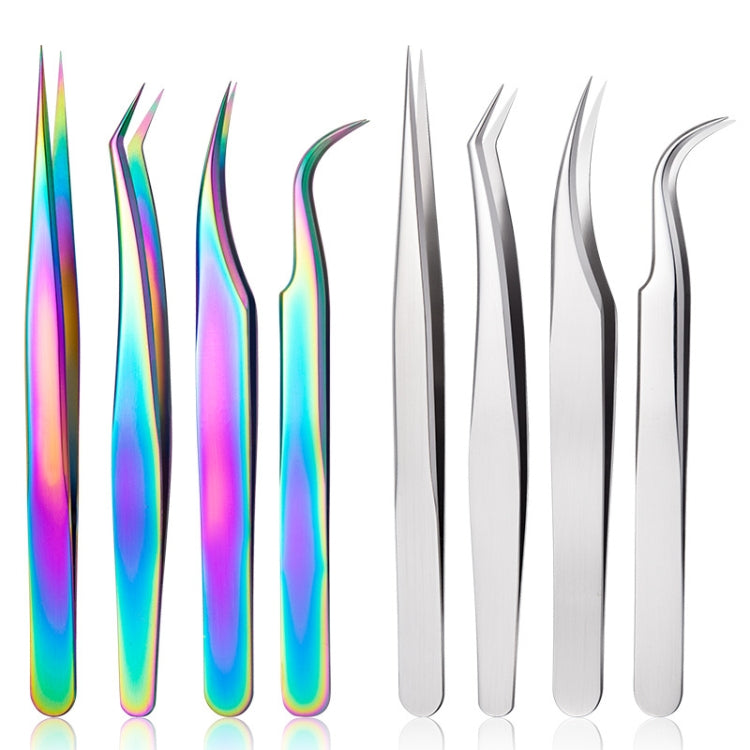 Nail Art Eyelash Tweezers Stainless Steel Colorful High Precision Grafting Eyelash Curler, Specification: 3 PCS Mirror Light Butterfly Clip - Tools by PMC Jewellery | Online Shopping South Africa | PMC Jewellery