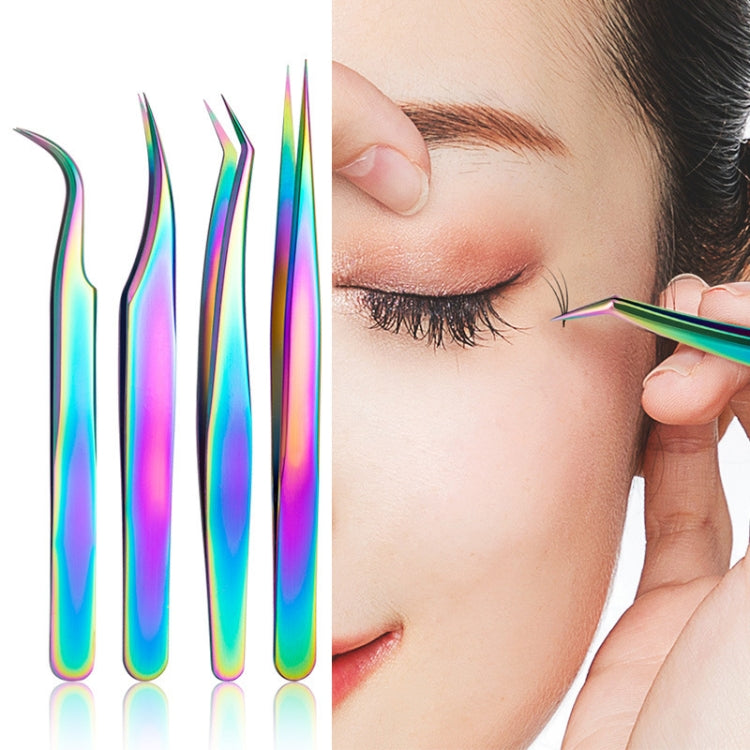 Nail Art Eyelash Tweezers Stainless Steel Colorful High Precision Grafting Eyelash Curler, Specification: 3 PCS Titanium Feather Clip - Tools by PMC Jewellery | Online Shopping South Africa | PMC Jewellery