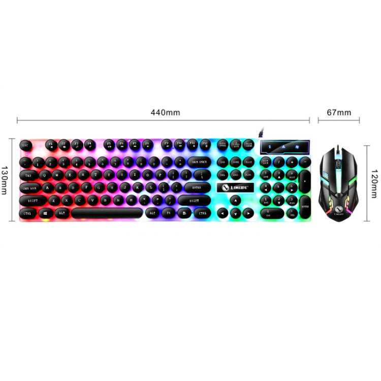 LIMEIDE GTX300 104 Keys Retro Round Key Cap USB Wired Mouse Keyboard, Cable Length: 1.4m, Colour: Punk Set White - Wired Keyboard by LIMEIDE | Online Shopping South Africa | PMC Jewellery