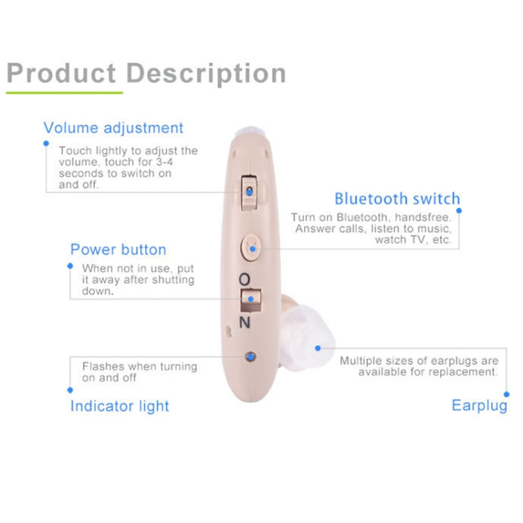 G25 Bluetooth Hearing Aid Elderly Sound Amplifier Sound Collector, Colour: US Plug(Skin Color) - Hearing Aids by PMC Jewellery | Online Shopping South Africa | PMC Jewellery