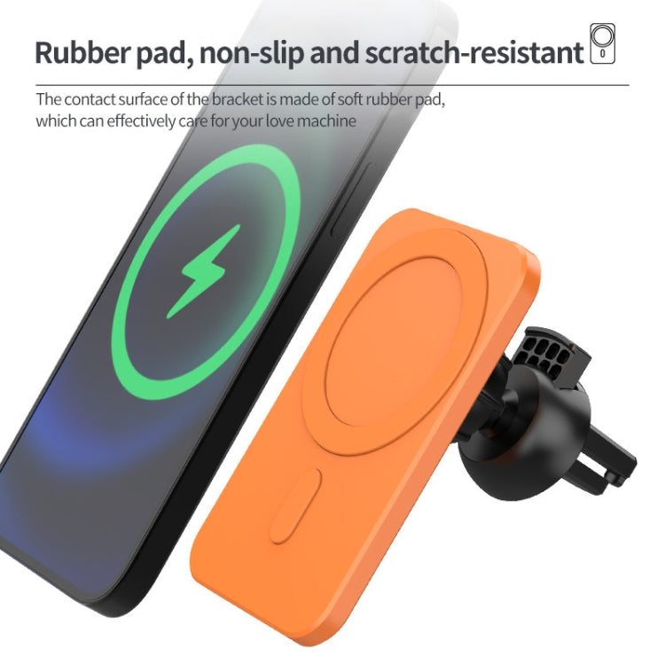 N16 10W Car Air Outlet + Suction Cup Magsafe Magnetic Phone Universal Wireless Charger Mobile Holder(Orange) - Wireless Charger Holders by PMC Jewellery | Online Shopping South Africa | PMC Jewellery