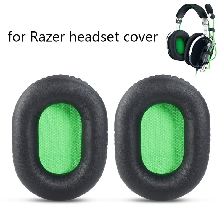 2 PCS Headset Sponge Cover For Razer V2, Colour: Black Skin Green Net - Earmuff & Pad by PMC Jewellery | Online Shopping South Africa | PMC Jewellery