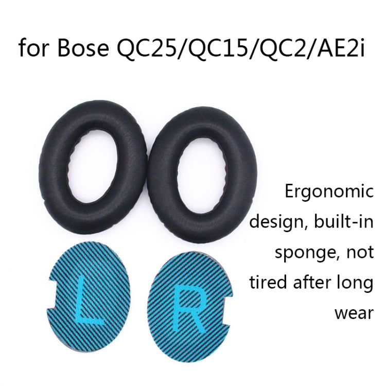 2 PCS Headset Lambskin Sponge Cover Earmuffs For Bose QC25 / QC15 / QC2 / QC35 / AE2i(Black+Black) - Earmuff & Pad by PMC Jewellery | Online Shopping South Africa | PMC Jewellery