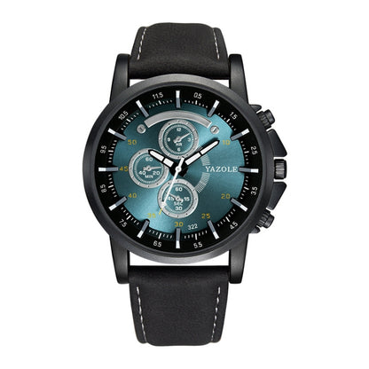 YAZOLE 322 Arabic Numerals Dial Sports Belt Watch Men Luminous Business Quartz Watch(Blue Tray Black Belt) - Leather Strap Watches by YAZOLE | Online Shopping South Africa | PMC Jewellery | Buy Now Pay Later Mobicred