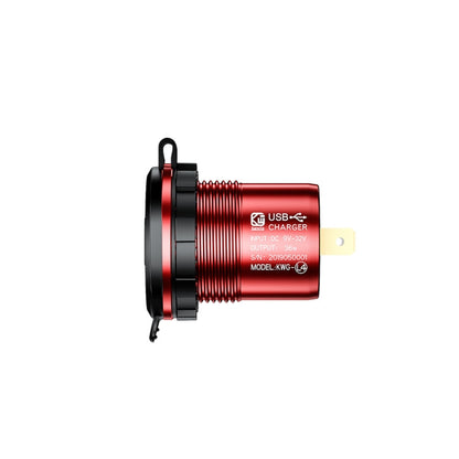 Aluminum Alloy Double QC3.0 Fast Charge With Button Switch Car USB Charger Waterproof Car Charger Specification: Red Shell Red Light With 60cm Line - DIY Modified Charger by PMC Jewellery | Online Shopping South Africa | PMC Jewellery