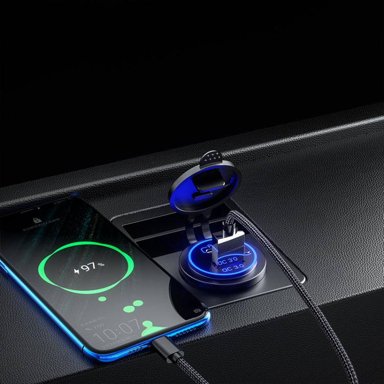Car Motorcycle Ship Modified USB Charger Waterproof PD + QC3.0 Fast Charge, Model: Green Light With Terminal - free shipping - PMC TechLife - Order now!