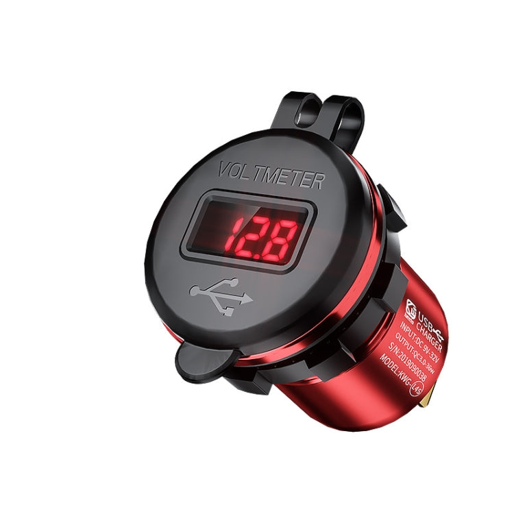 Car Motorcycle Modified USB Charger QC3.0 Metal Waterproof Fast Charge(Red Shell Red Light) - DIY Modified Charger by PMC TechLife | Online Shopping South Africa | PMC TechLife