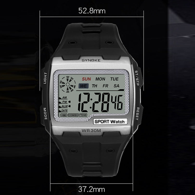 SYNOKE 9021 Square Sarge Screen Display Luminous Multifunctional Outdoor Men Sports Watch Digital Watch(Silver) - LED Digital Watches by SYNOKE | Online Shopping South Africa | PMC Jewellery | Buy Now Pay Later Mobicred