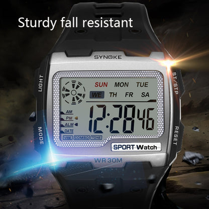 SYNOKE 9021 Square Sarge Screen Display Luminous Multifunctional Outdoor Men Sports Watch Digital Watch(Silver) - LED Digital Watches by SYNOKE | Online Shopping South Africa | PMC Jewellery | Buy Now Pay Later Mobicred