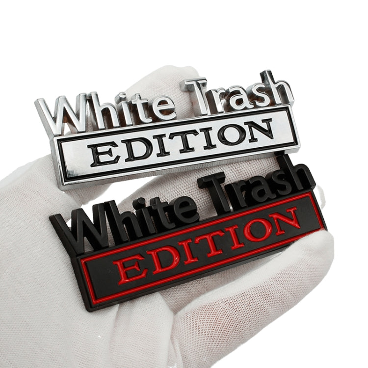 2 PCS Car Metal Modification Standard White Trash Edition Car Label Stickers(Silver Black) - Decorative Sticker by PMC TechLife | Online Shopping South Africa | PMC TechLife