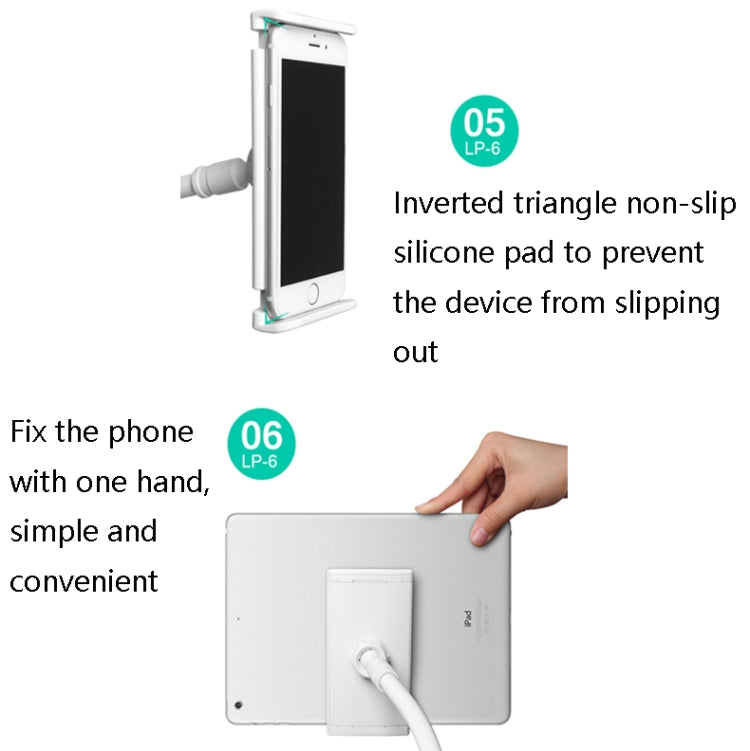 LP-6 Tablet Mobile Phone Lazy Bracket Detachable Bed Bracket, Style: Two-stage (Titanium Gray) - Lazy Bracket by PMC TechLife | Online Shopping South Africa | PMC TechLife