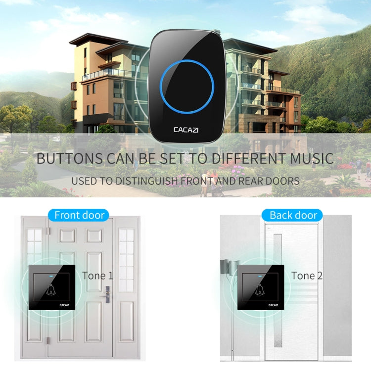 CACAZI H10 1 For 1 Wireless Smart Doorbell without Battery, Plug:US Plug(White) - free shipping - PMC TechLife - Order now!