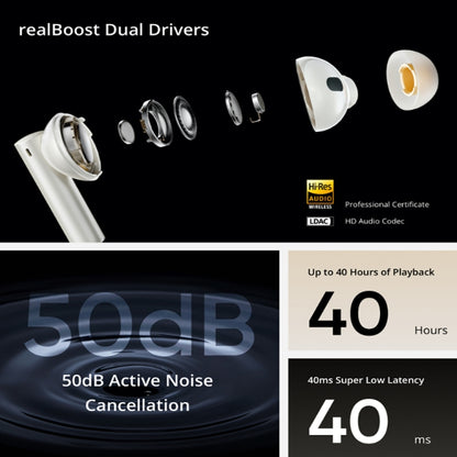 Realme Buds Air5 Pro 3D Spatial Sound Active Noise Reduction Wireless Bluetooth Earphones(Gold White) - Bluetooth Earphone by Realme | Online Shopping South Africa | PMC Jewellery | Buy Now Pay Later Mobicred