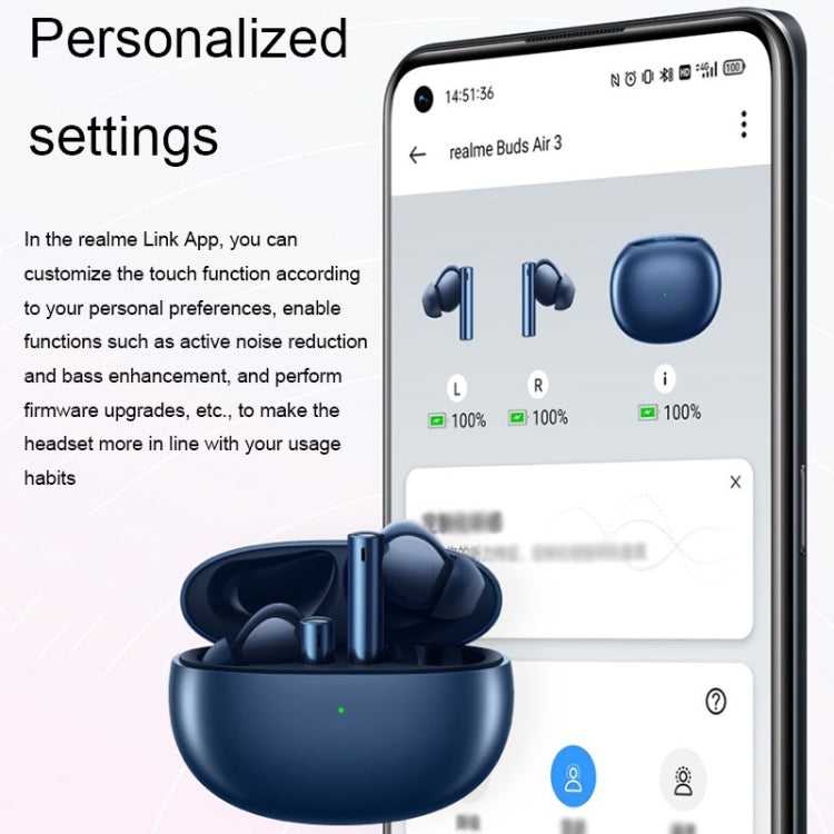 Realme Buds Air 3 In-Ear Active Noise Reduction Sports Wireless Bluetooth Earphones(Blue) - Bluetooth Earphone by Realme | Online Shopping South Africa | PMC Jewellery | Buy Now Pay Later Mobicred