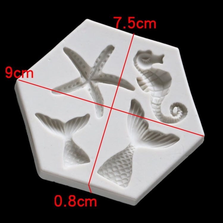 Ocean Series Big And Small Fishtail Starfish Seahorse DIY Baking Liquid Silicone Mold(Gray) - Food Molds by PMC TechLife | Online Shopping South Africa | PMC TechLife | Buy Now Pay Later Mobicred