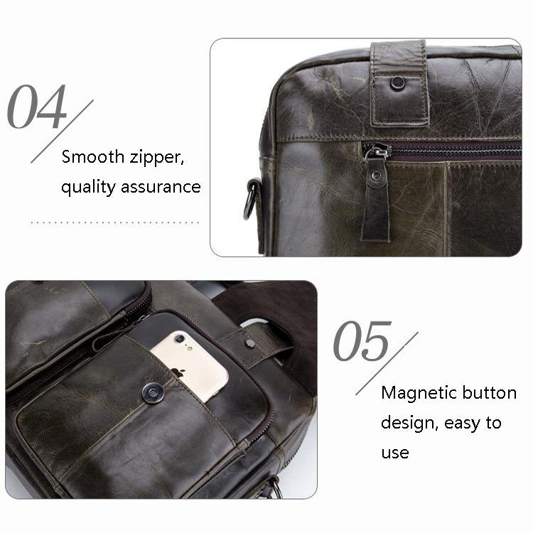 BULL CAPTAIN 042 Men Leather Single-shoulder Messenger Bag Cowhide Handheld Briefcase(Yellow Brown) - free shipping - PMC TechLife - Order now!