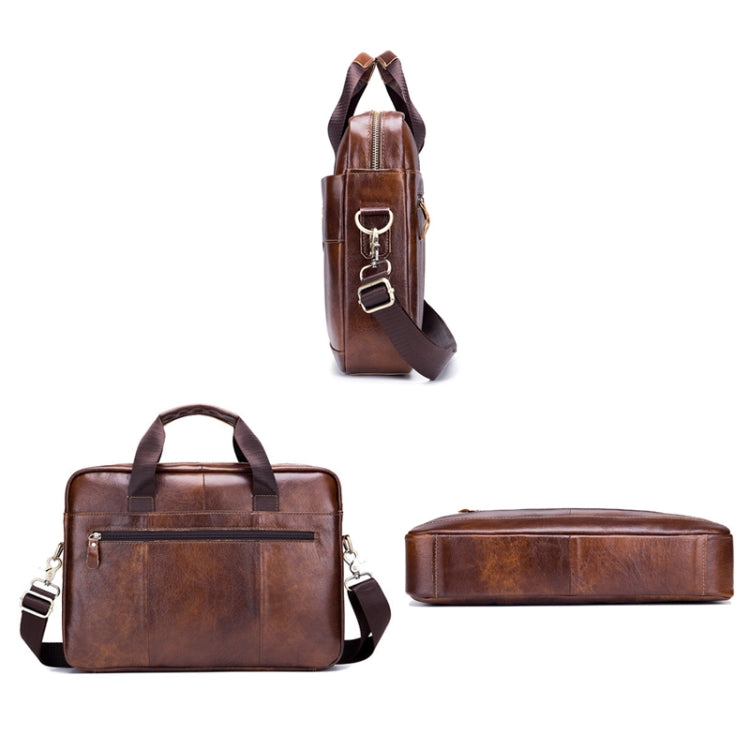 BULL CAPTAIN 044 14 Inch Handheld Computer Briefcase Men Leather Messenger Bag(Brown) - Handbags by BULL CAPTAIN | Online Shopping South Africa | PMC Jewellery | Buy Now Pay Later Mobicred