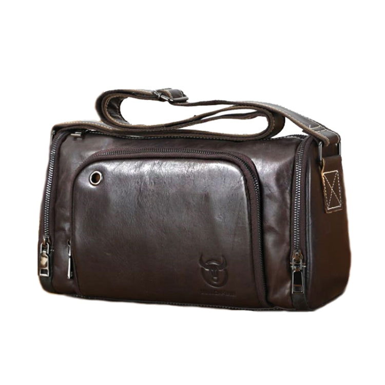 BULL CAPTAIN HKDJB--001 Cowhide Messenger Bag Sports Men Single-shoulder Bag, Colour: Dark Brown - Single-shoulder Bags by BULL CAPTAIN | Online Shopping South Africa | PMC Jewellery | Buy Now Pay Later Mobicred