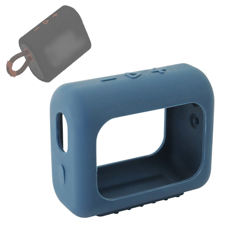 For JBL GO3 Bluetooth Speaker Silicone Cover Portable Protective Case with Carabiner(Dark Blue) - Protective Case by PMC Jewellery | Online Shopping South Africa | PMC Jewellery