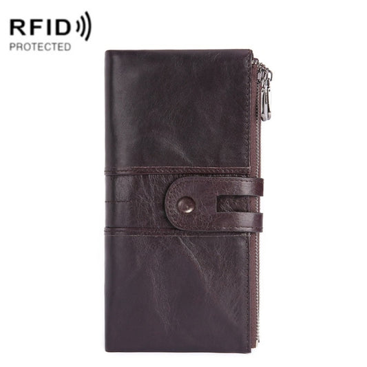 Retro Ladies RFID Wallet Leather Long Mobile Phone Bag(Purple Coffee color) - Antimagnetic RFID Package by PMC Jewellery | Online Shopping South Africa | PMC Jewellery | Buy Now Pay Later Mobicred