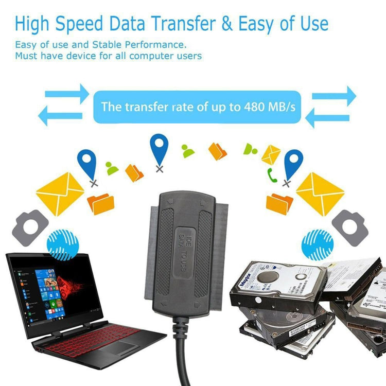 YP009 Three-Purpose USB to IDE/SATA Easy Drive Cable Hard Disk Drive Data Cable with Power Supply(UK Plug Set) - USB to IDE / SATA by PMC TechLife | Online Shopping South Africa | PMC TechLife