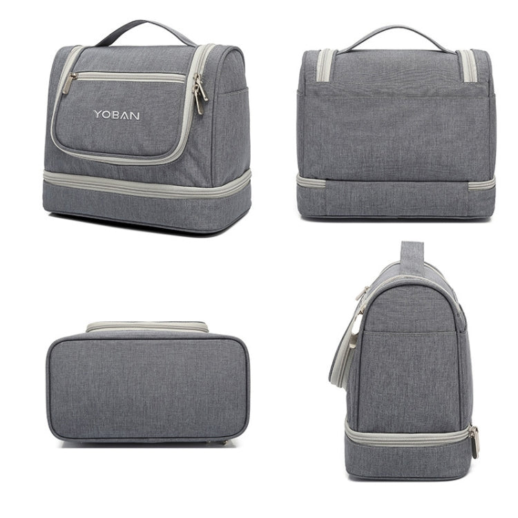 YOBAN Y-1551L Travel Cosmetic Bag Large-Capacity Outdoor Storage Bag Hook Portable Anti-Mold Dry And Wet Separation Wash Bag(Grey) - Storage Boxes by PMC Jewellery | Online Shopping South Africa | PMC Jewellery