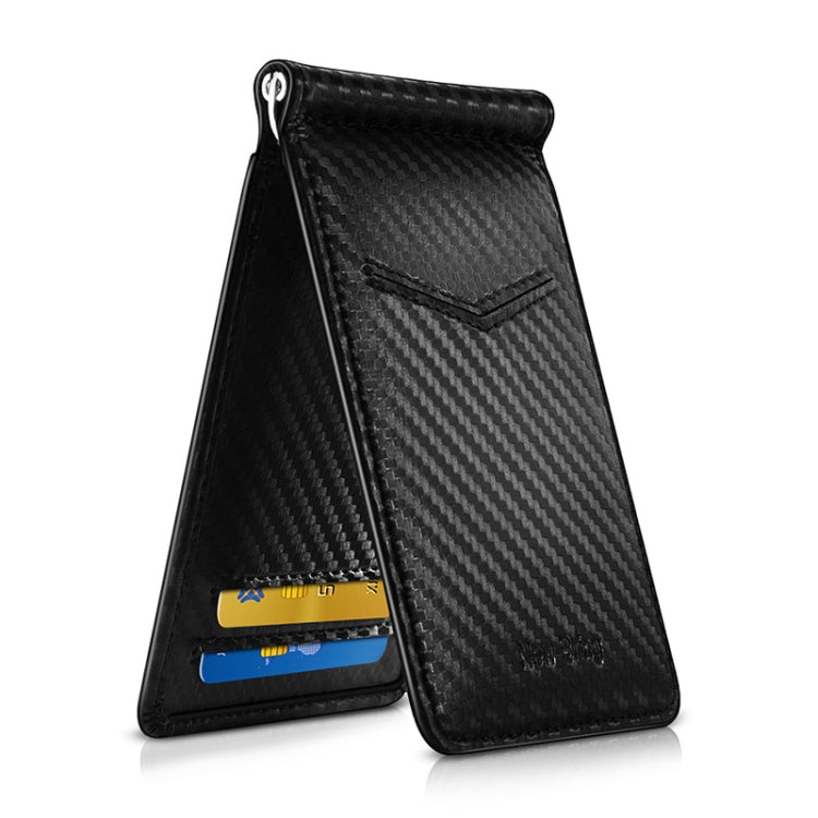 New-Bring Anti-Theft RFID Card Holder Men Ultra-Thin Card Holder Multi-Card Position ID Leather Case(Carbon Fiber) - Card & Passport Bags by PMC Jewellery | Online Shopping South Africa | PMC Jewellery