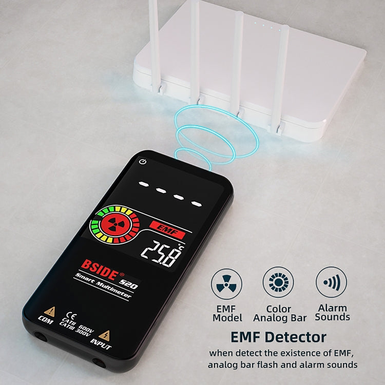 BSIDE S20 Intelligent Large Screen Electromagnetic Radiation Multimeter Tester - Digital Multimeter by BSIDE | Online Shopping South Africa | PMC TechLife | Buy Now Pay Later Mobicred