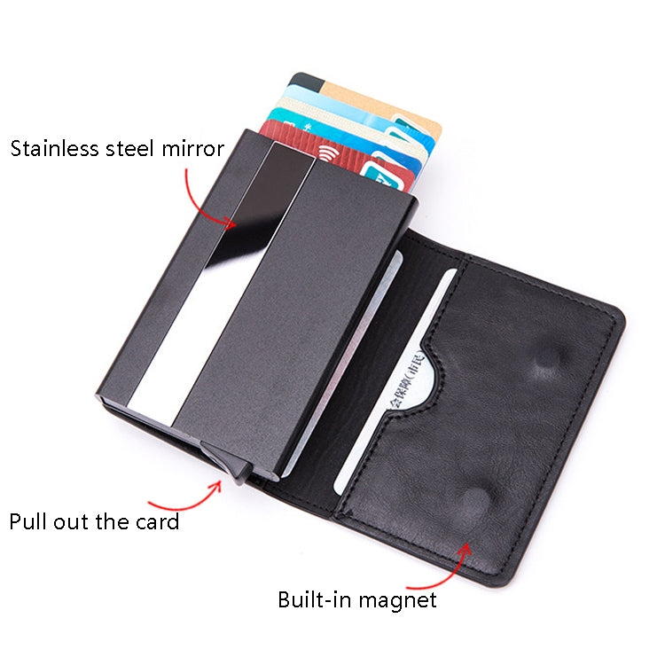 Automatic Cartridge Male Ladies Stainless Steel Credit Card Package RFID Business Card Box(Black) - Antimagnetic RFID Package by PMC Jewellery | Online Shopping South Africa | PMC Jewellery