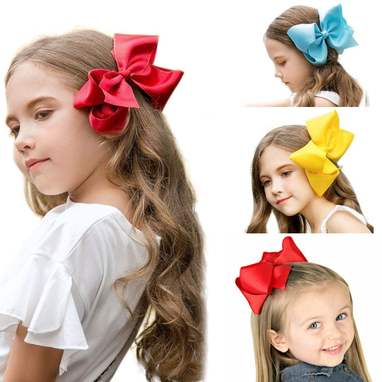 5 PCS 6 Inch Colorful Kids Girls Big Solid Ribbon Hair Bow Clips(4) - Head Bands by PMC Jewellery | Online Shopping South Africa | PMC Jewellery