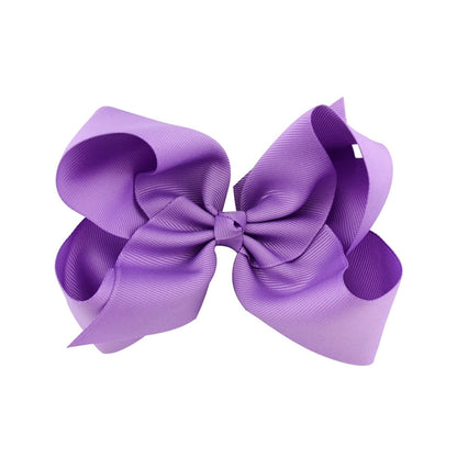 5 PCS 6 Inch Colorful Kids Girls Big Solid Ribbon Hair Bow Clips(5) - Head Bands by PMC Jewellery | Online Shopping South Africa | PMC Jewellery