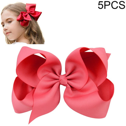 5 PCS 6 Inch Colorful Kids Girls Big Solid Ribbon Hair Bow Clips(15) - Head Bands by PMC Jewellery | Online Shopping South Africa | PMC Jewellery