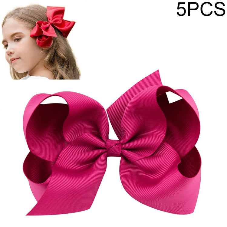 5 PCS 6 Inch Colorful Kids Girls Big Solid Ribbon Hair Bow Clips(30) - Head Bands by PMC Jewellery | Online Shopping South Africa | PMC Jewellery