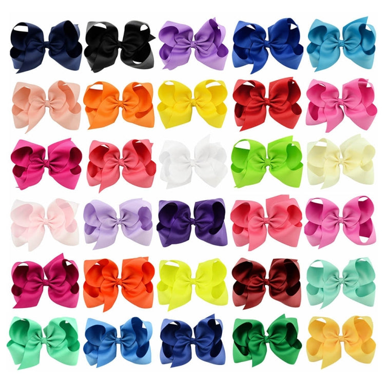 5 PCS 6 Inch Colorful Kids Girls Big Solid Ribbon Hair Bow Clips(18) - Head Bands by PMC Jewellery | Online Shopping South Africa | PMC Jewellery