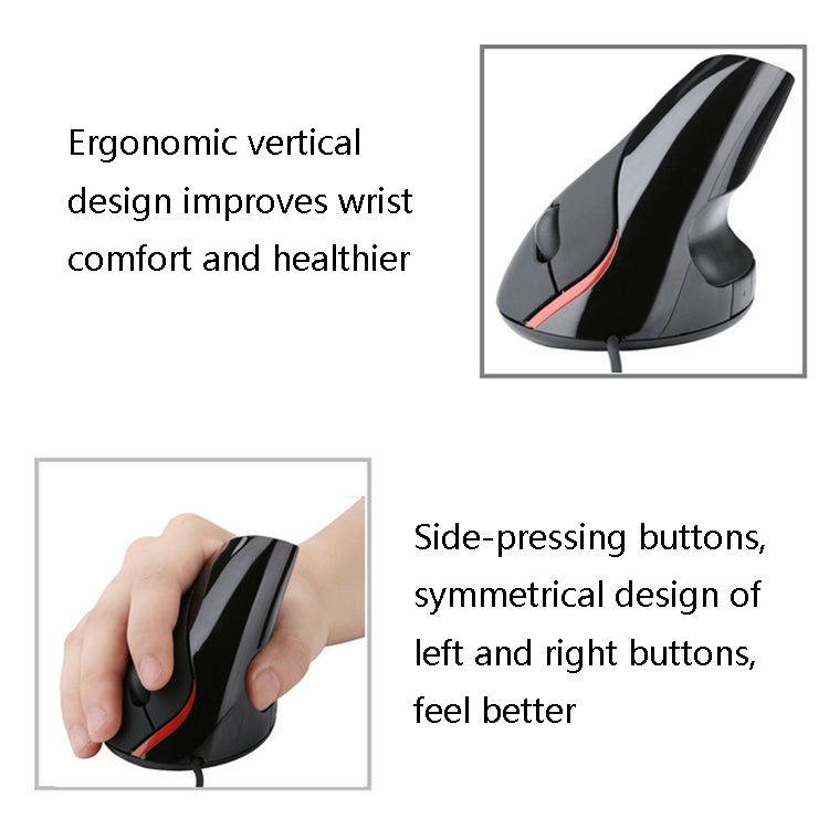 JSY-12 5 Keys USB Wired Vertical Mouse Ergonomic Wrist Brace Optical Mouse(Black) - Wired Mice by PMC TechLife | Online Shopping South Africa | PMC TechLife | Buy Now Pay Later Mobicred
