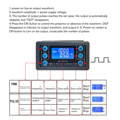 ZK-PP1K PWM Signal Generator 1Hz-150KHz PWM Pulse Frequency Duty Cycle Adjustable Square Wave Generator - Other Accessories by PMC Jewellery | Online Shopping South Africa | PMC Jewellery