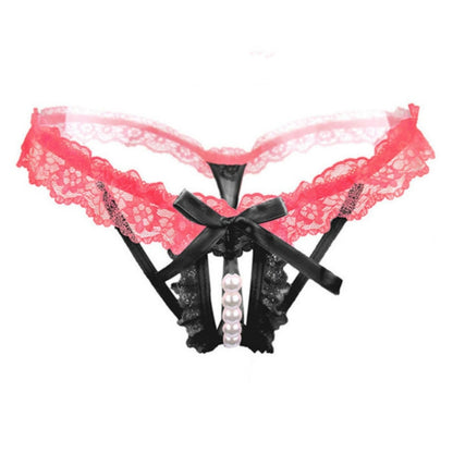 3 PCS Lady Pierced Sexy Panties Temptation Lace Translucent T Underwear(Black) - Ladies Underwear by PMC Jewellery | Online Shopping South Africa | PMC Jewellery