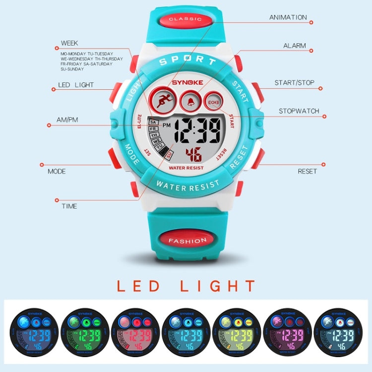 SYNOKE 9802 Children Sports Waterproof Digital Watch(Blue Orange) - Silicone Strap Watches by SYNOKE | Online Shopping South Africa | PMC Jewellery | Buy Now Pay Later Mobicred