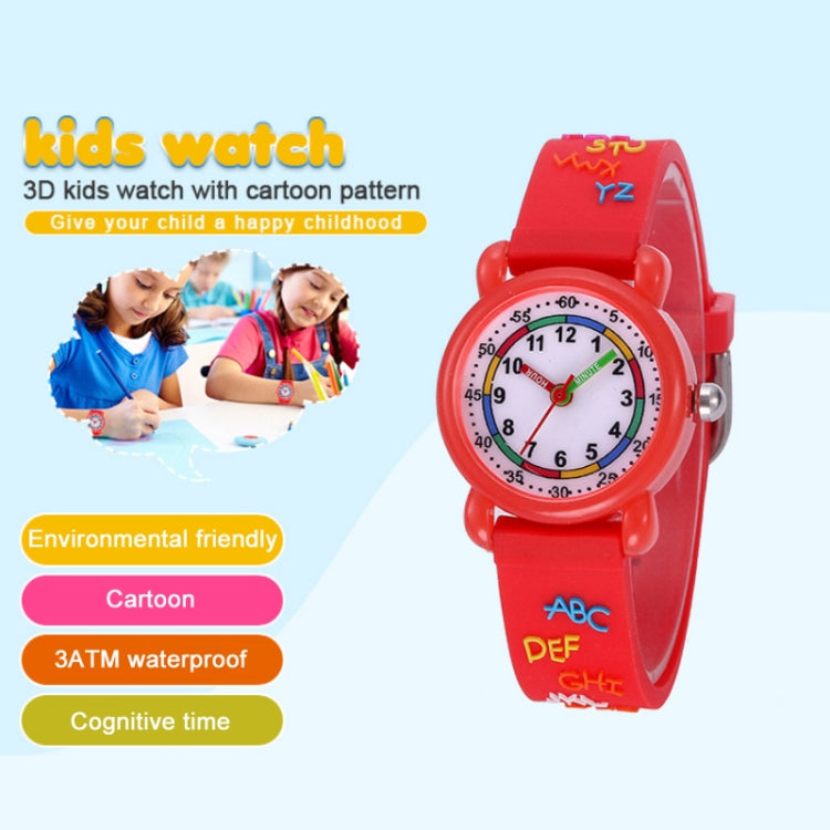 JNEW A335-20094 Children 3D Cartoon Letters Rubber Shell Waterproof Quartz Watch(Red) - Cartoon Watches by JNEW | Online Shopping South Africa | PMC Jewellery | Buy Now Pay Later Mobicred