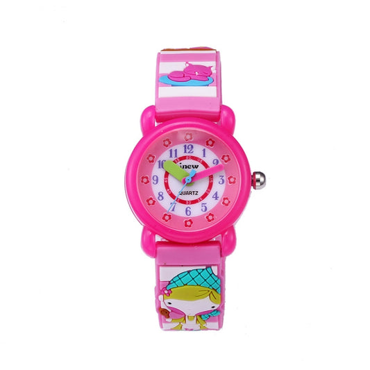 JNEW A335-86224 Children Cartoon 3D Cooking Firl Waterproof Quartz Silicone Watch(Rose Red) - Cartoon Watches by JNEW | Online Shopping South Africa | PMC Jewellery | Buy Now Pay Later Mobicred