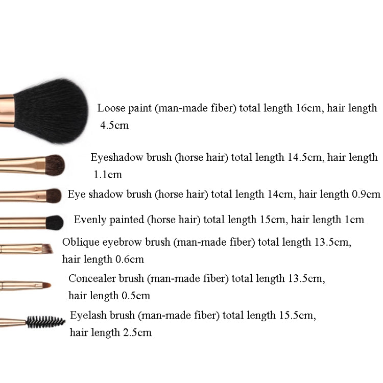 ZOREYA 7-In-1 Makeup Brush Set Brush Blush Brush Foundation Brush With Makeup Brush Bag(New Black) - Makeup Brushes by PMC Jewellery | Online Shopping South Africa | PMC Jewellery