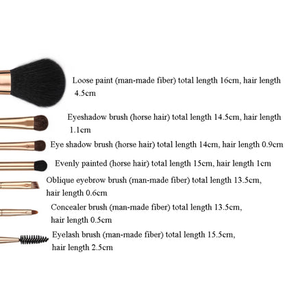 ZOREYA 7-In-1 Makeup Brush Set Brush Blush Brush Foundation Brush With Makeup Brush Bag(New Black) - Makeup Brushes by PMC Jewellery | Online Shopping South Africa | PMC Jewellery