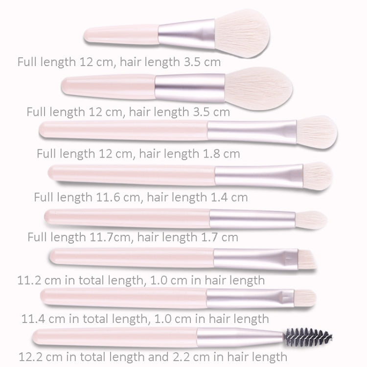 8-in-1 Mini Wooden Handle Makeup Brush Set Portable Loose Powder Brush(Rose Pink) - Makeup Brushes by PMC Jewellery | Online Shopping South Africa | PMC Jewellery