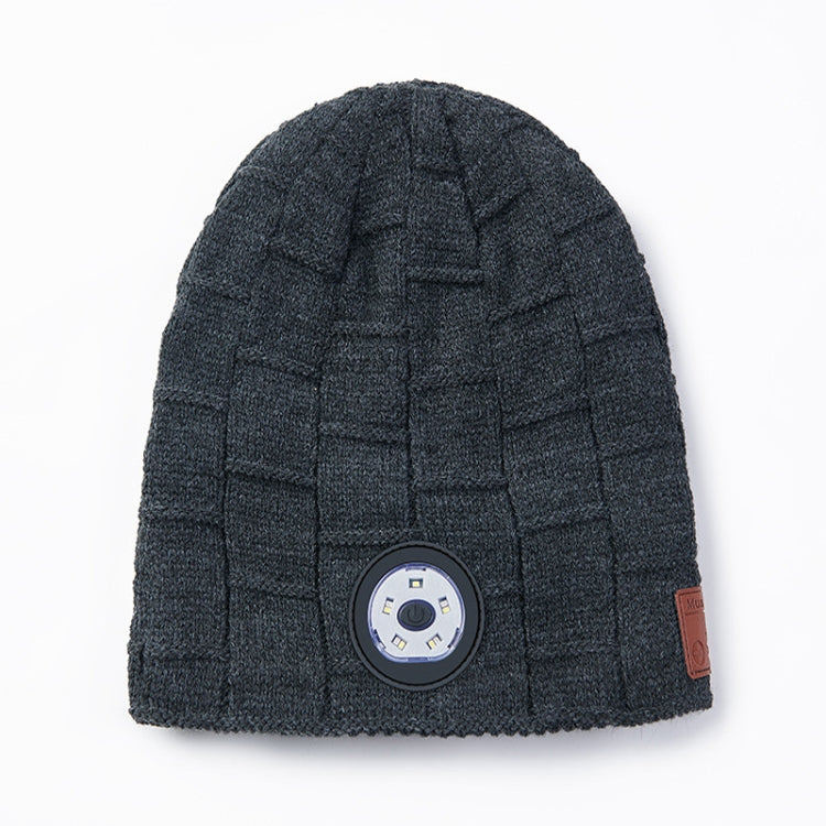 RG5-BL Bluetooth LED Lighting Music Knit Hat Plus Velvet Night Running Lamp Hat(Dark Gray) - Smart Hats by PMC TechLife | Online Shopping South Africa | PMC TechLife | Buy Now Pay Later Mobicred