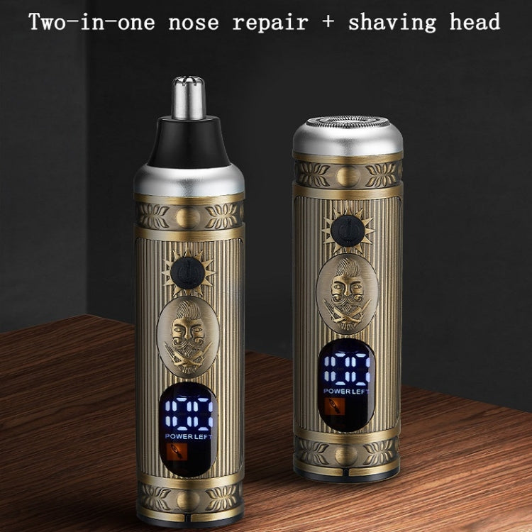 Nose Trimming + Shaving Two-in-one Ordinary Motor Mini Razor For Men(Bronze) - Electric Shavers by PMC Jewellery | Online Shopping South Africa | PMC Jewellery